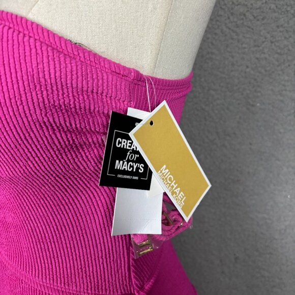 Michael Michael Kors Women's One-Shoulder Side-Cutout Swimsuit Pink Size 6 NWT's - Picture 6 of 8